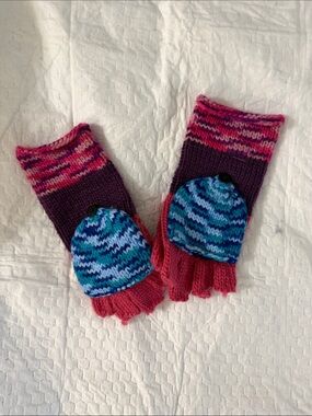 Y2k Convertible Fingerless Gloves with Detachable mitten - Pink & Purple